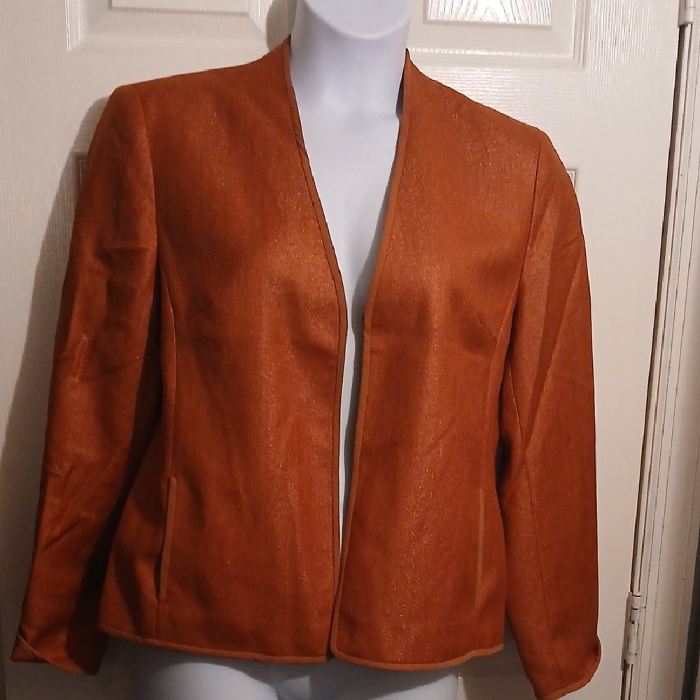 Burnt Orange Sparkle Herringbone Jacket. Sz. 14